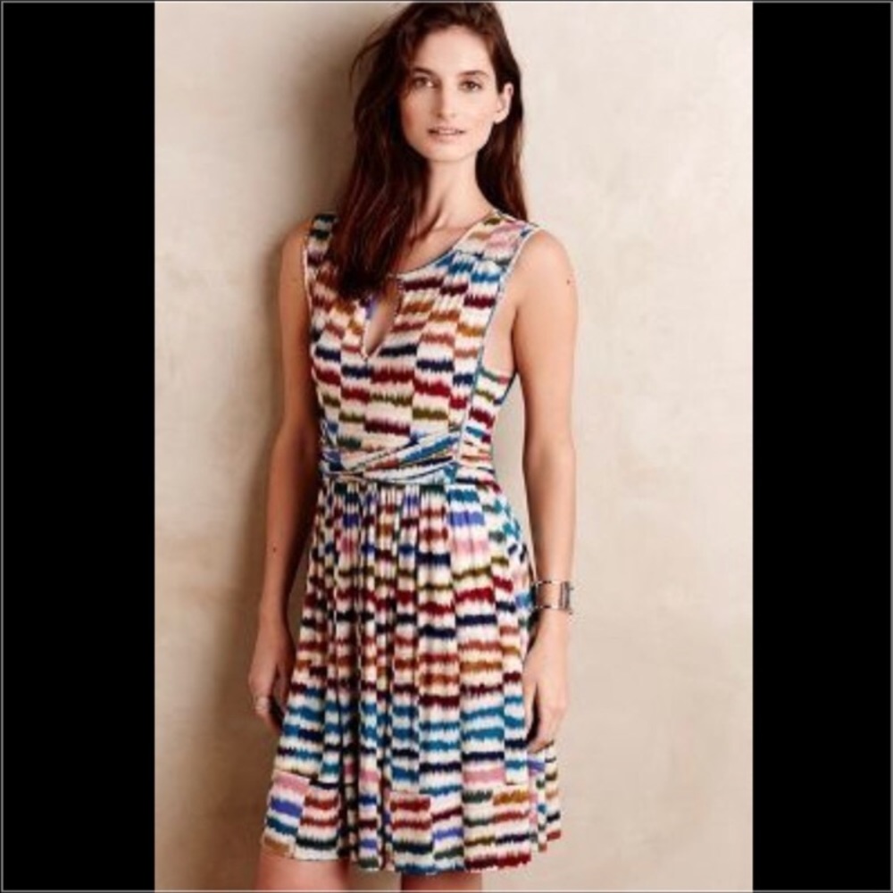 Anthropologie Multicolor Chevron Sleeveless Knit Dress